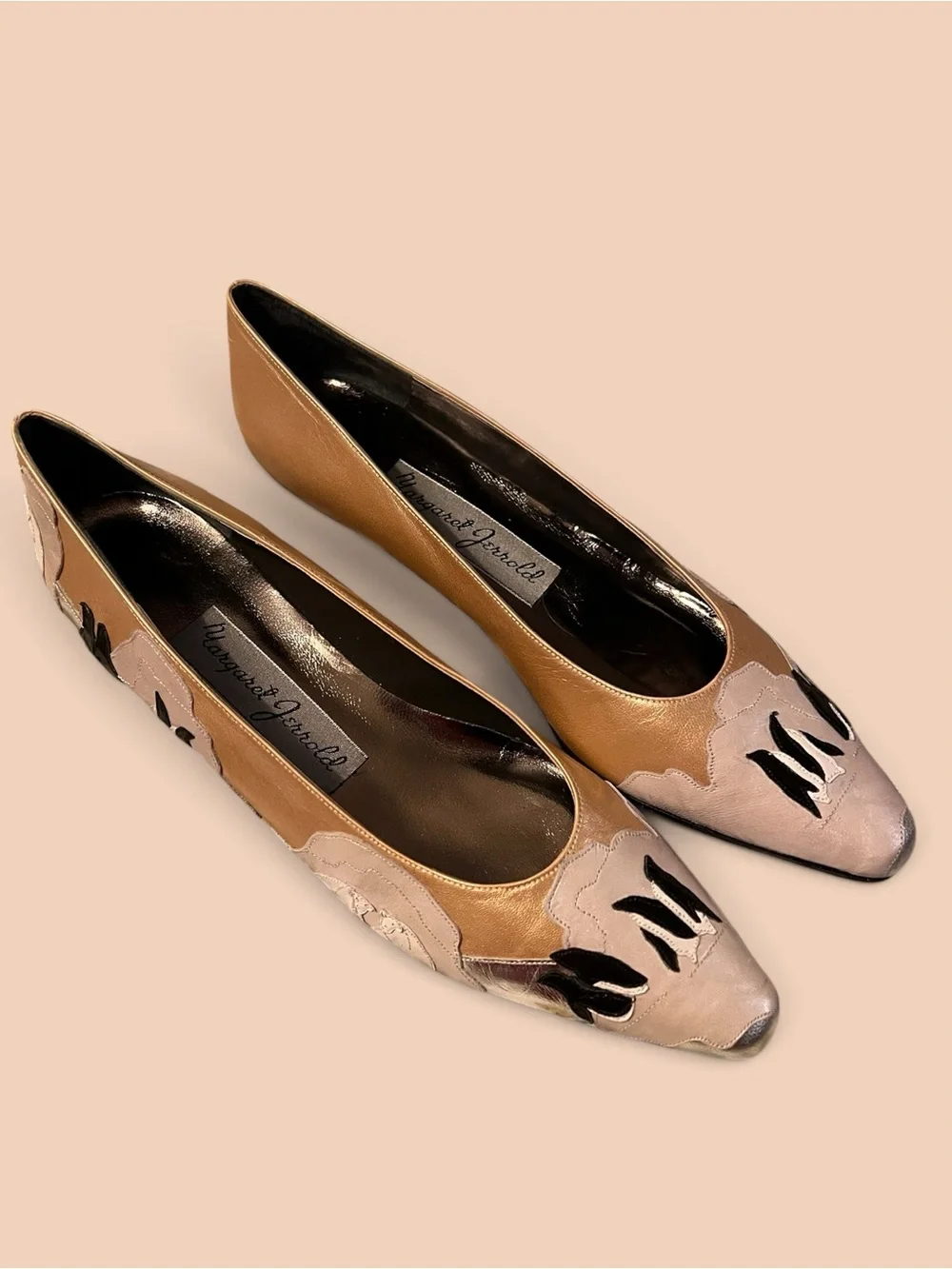 Vintage Margaret Jerrold Pointed Toe Flats with penguin and polar bear design.